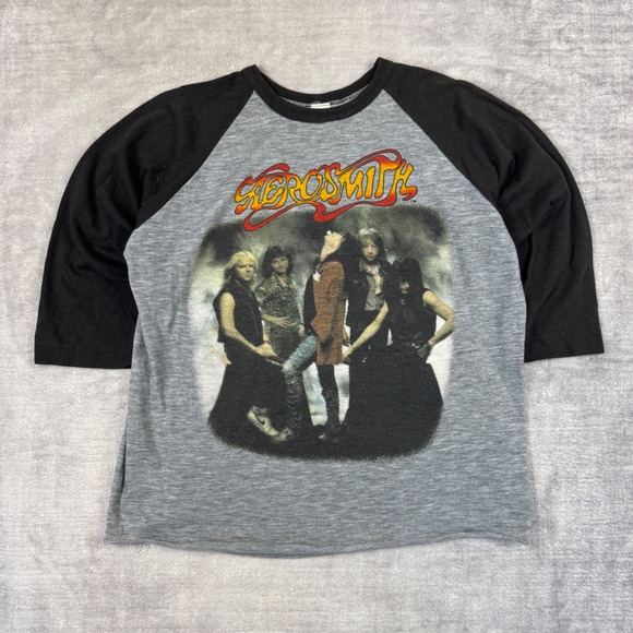Aerosmith Other - Aerosmith Shirt Mens Large Gray Vintage Permanent Vacation Tour 1987 Raglan Rock
